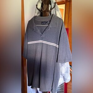 Puritan Charcoal Polo with White and Burgundy Chest Stripe